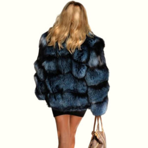 Blue Fox Fur Coat viewed from back