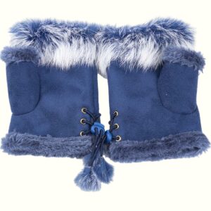 Blue Fur Fingerless Gloves
