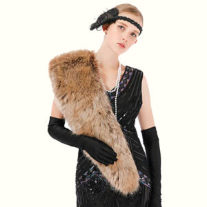 Fox Fur Collar Brown Draped Back And Forth
