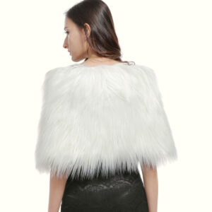 Fox Fur Wrap White Viewed From Back