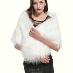 Fox Fur Wrap White Viewed From Front
