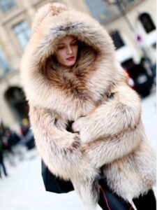 Fox Hooded Fur Coat shopping scene