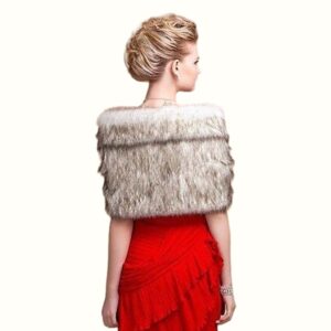 Fur Shoulder Wrap Brown And White Viewed From Back