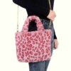 Fur Tote Bag Model Wearing Pink Bag