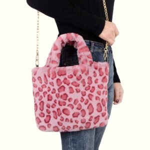 Fur Tote Bag Model Wearing Pink Bag