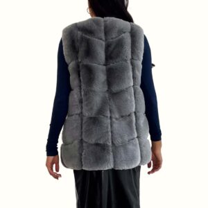 Grey Fur Vest viewed from back
