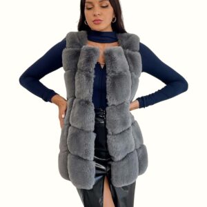 Grey Fur Vest viewed from front