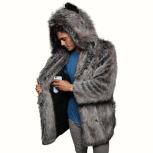 Grey Wolf Fur Coat Show the inside pocket