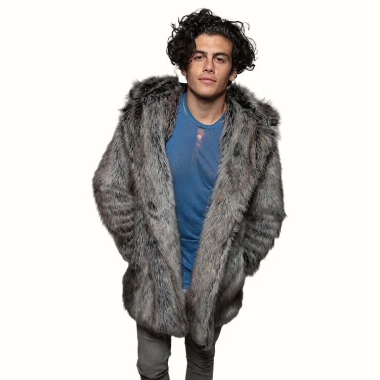 Grey Wolf Fur Coat viewed from front