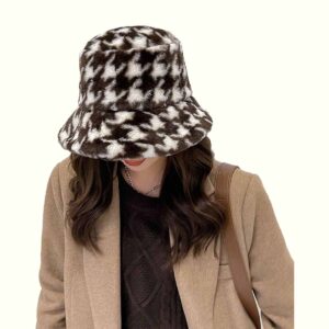 Houndstooth Bucket Hat Bowing Head