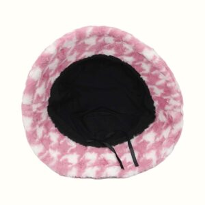Houndstooth Bucket Hat Pink Viewed From Bottom