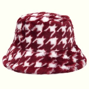 Houndstooth Bucket Hat Red