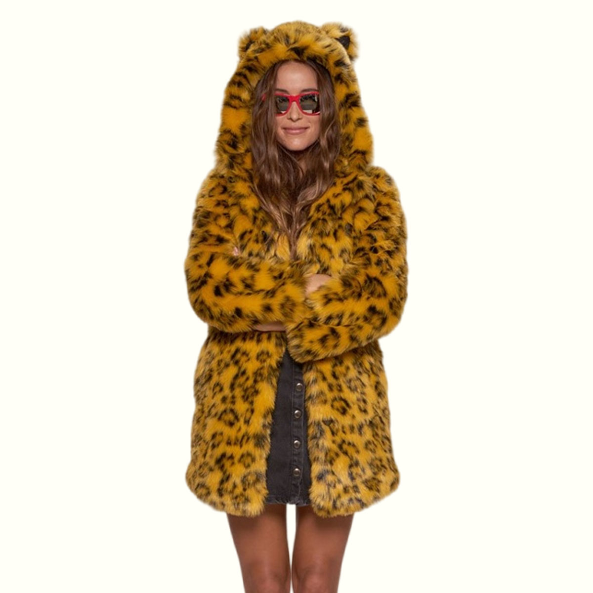 Leopard Print Coat With Hood Cute styling