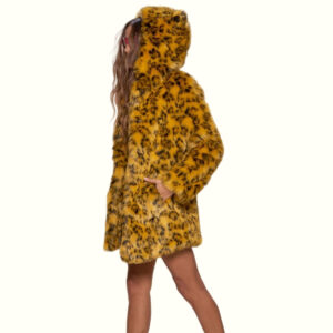 Leopard Print Coat With Hood viewed from left side