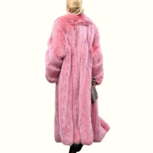 Long Pink Fur Coat viewed from back