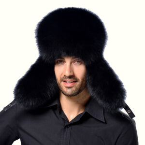 Mens Fur Trapper Hat Black