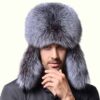 Mens Fur Trapper Hat Grey