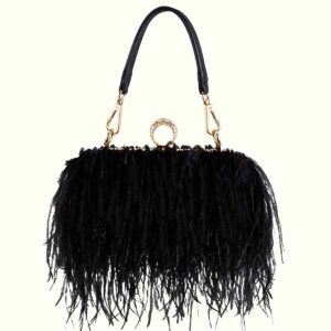 Ostrich Feather Handbag Black