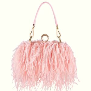 Ostrich Feather Handbag Pink
