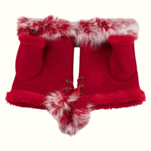 Red Fur Fingerless Gloves