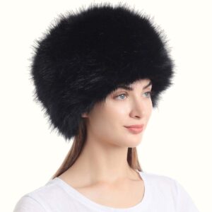 Russian Style Fur Hat Black Viewed From Side