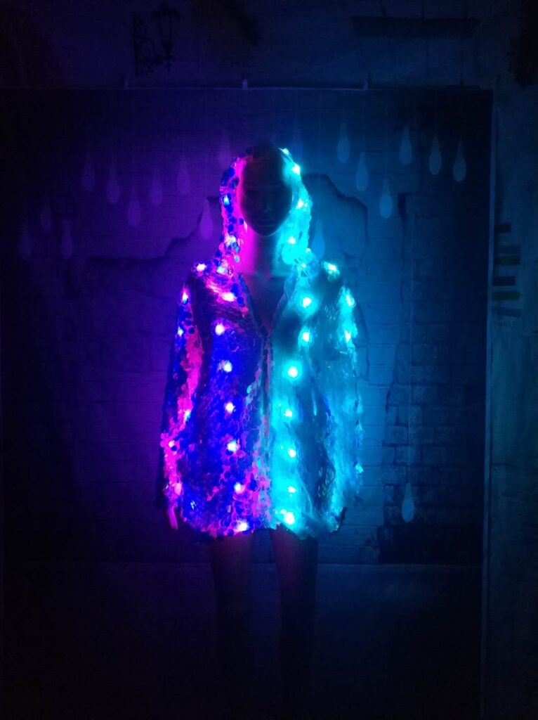 Sequin Flash Jacket Light UP Purple And Baby-blue Paneling