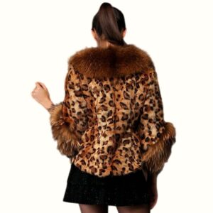 leopard print fur coat viewed from back