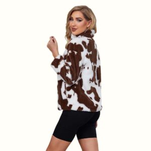 Cow Print Fur Jacket Turning Left Viewed From Back