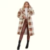 Plaid Fur Coat Leaning On Left Foot Viewed From Front