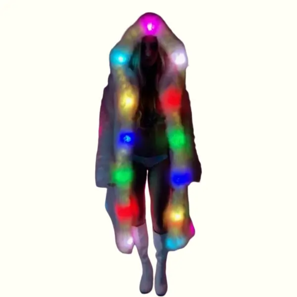 Led Fur Coat Multicolor With LED Viewed From Front