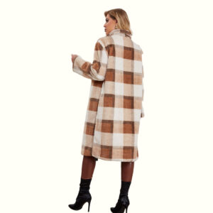 Plaid Fur Coat Turning Right Viewed From Back