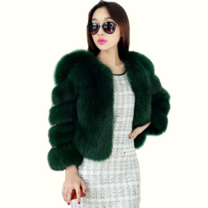 Short Mink Fur Coat Dark Green