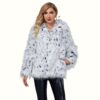 Snow Leopard Fur Coat Left Hand In Pocket Viewed From Front