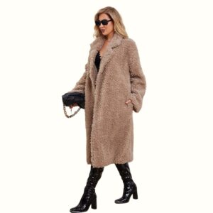 Teddy Fur Coat Walking And Right Hand Holding Black Bag