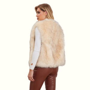 White Fur Vest Turning Left Viewed From Back