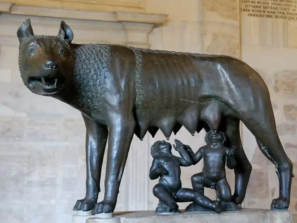 Romulus,Remus and wolf