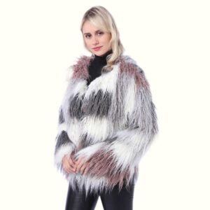 Fluffy Fur Coat Model poses elegantly