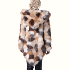 Multi Color Fox Fur Coat viewed from back