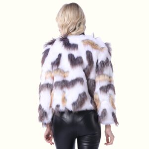 Multicolor Fox Fur Jacket viewed from back