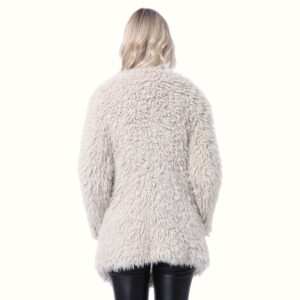 White Teddy Fur Coat viewed from back