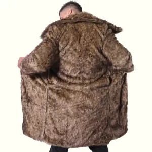 Wolf Fur Coat Men brown back