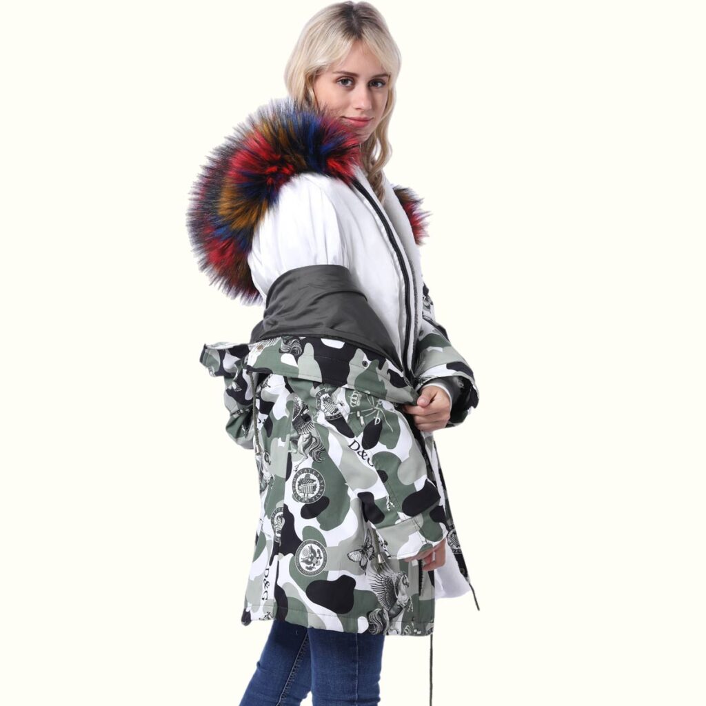 Womens Fur Parka Coat Showcase detachable two-piece set