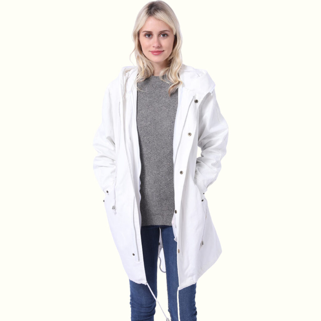 Womens Fur Parka Coat white jacket